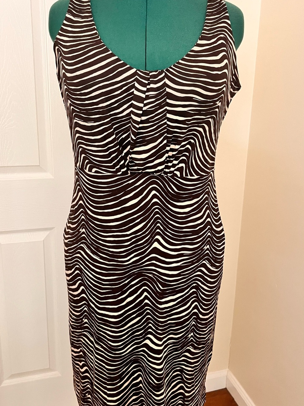 Tory Burch Black and White Zebra-Print Sleeveless Dress